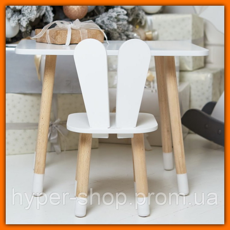 Яскравий набір дитячий стілець стіл із дерева, комплект меблів стільчик і столик для творчості та навчання малюкові