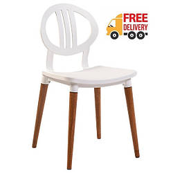 Стілець обідній пластиковий СДМ-Груп Турин ніжки бук, білий