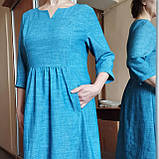 Сукня Nita льон рукав 7/8 дві кишені 54 синє, фото 4