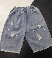 Детские джинсовые Шорты с жемчужинами для девочки 120-160 см