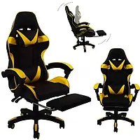 Геймерские кресла home, геймерское кресло бриз Borno Prestige желтое, игровое кресло с подушкой под шею