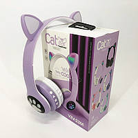 Детские аудио наушники Cat VZV 23M, Детские наушники с ушками, Беспроводные наушники со AL-348 светящимися