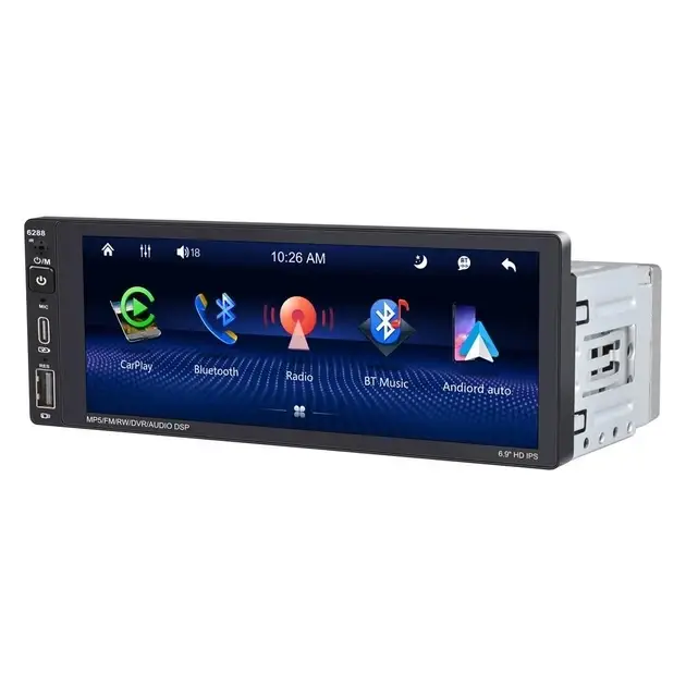 Автомагнітола ANDROID 1DIN carplay 2+62 6280A, фото 1