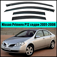 Ветровики Nissan Primera (P12) сед 2001-2008 (скотч) AV-Tuning