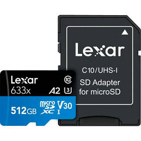 Картка пам'яті Lexar 512GB microSDXC class 10 UHS-I 633x (LSDMI512BB633A)