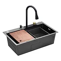 Кухонна мийка Kroner KRP Schwarze - SET7546HM PVD (3,0/0.7 мм)