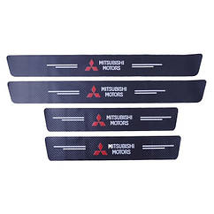 Захисна плівка на пороги з логотипом MITSUBISHI к-т 4 шт. сarbon