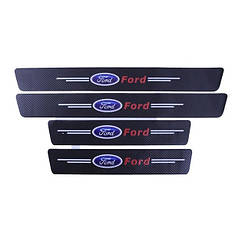 Захисна плівка на пороги з логотипом FORD к-т 4 шт. сarbon
