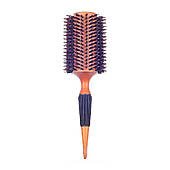 Щітка-брашинг для укладання волосся продувна комбінована щетина дерев'яна ручка коричнева діаметр 28 мм