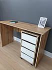 Стіл письмовий з тумбою на колесах 4 шухляди Дуб аппалачі з білим фасадом, фото 2