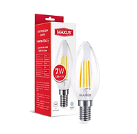 Лампа светодиодная филаментная MAXUS 1-MFM-734 C37 FM 7W 4100K 220V E14 Clear