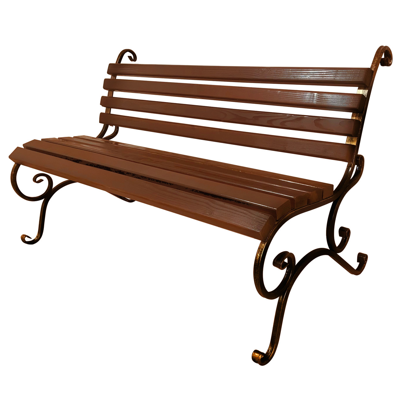 Лавка садова кована Tobi Sho без підлокітників 170 см колір каштан, фото 1
