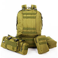 EAI Рюкзак тактический 55л с 3-мя подсумками! Качественный штурмовой для похода путешествий большой рюкзак