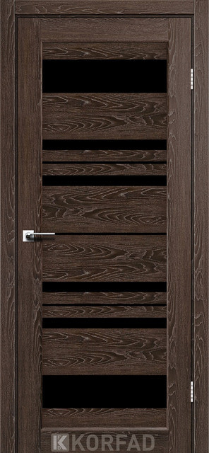Двері міжкімнатні Корфад/ Korfad FL-04 Дуб марсала (скло чорне), фото 1