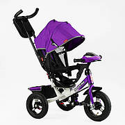 Велосипед для дівчинки з ручкою для батьків, Фіолетовий, надувні колеса, світло, звук, 32-870