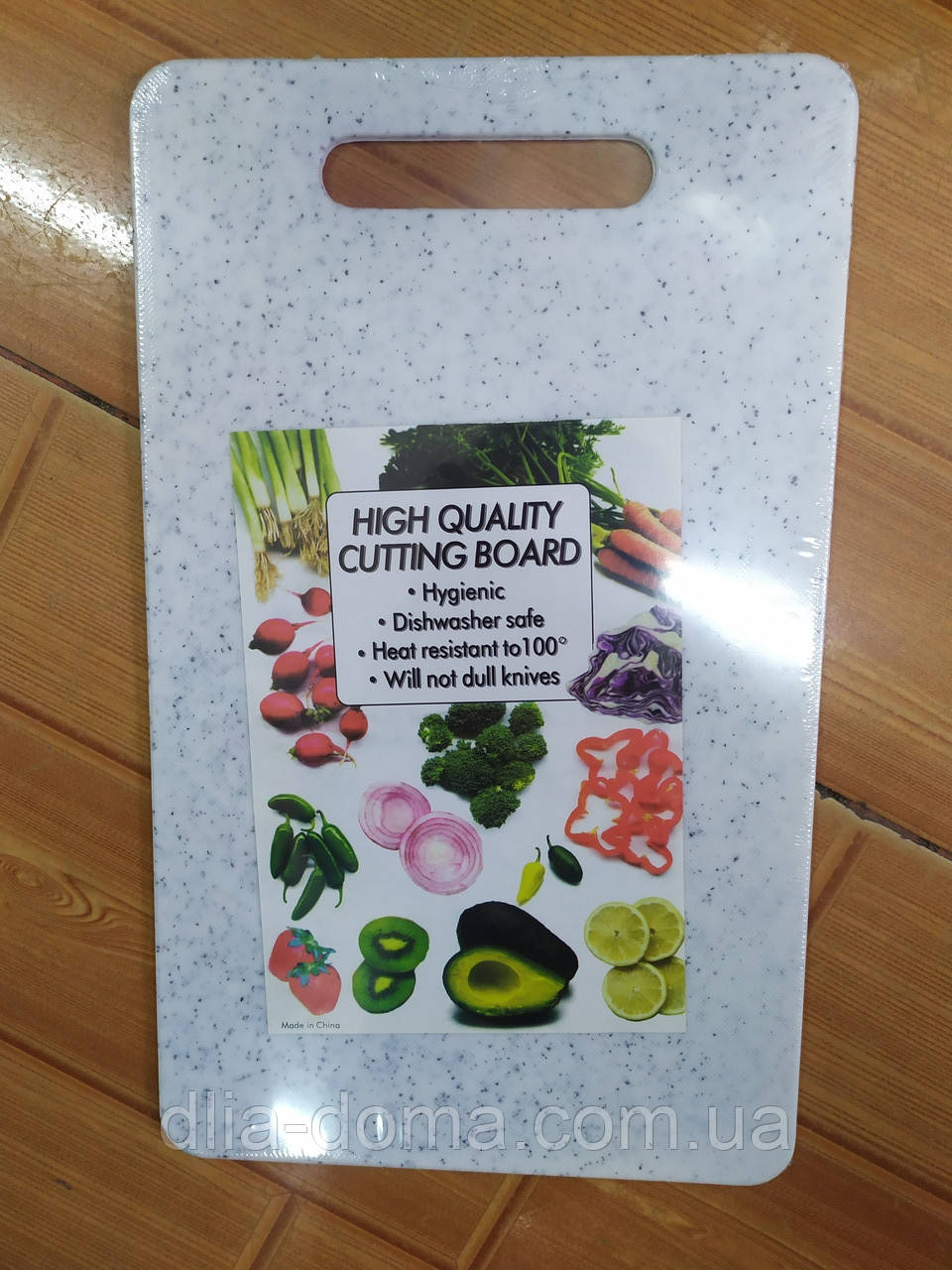 Доска пластмассовая белая с серой крошкой 33*20*0.5 см 20321, фото 1