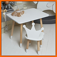 Дитячий стіл — дерев'яний комплект для навчання, набір красивих меблів малюкові дитячий стіл зі стільчиком