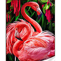 Алмазная вышивка на холсте с подрамником ТМ "Strateg", Птицы "Розовые фламинго" 30*40 см HEG74641