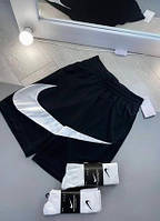 Мужские спортивные шорты Nike Big Swoosh черные Найк Биг Свуш повседневные на лето + Носок