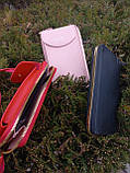 Червоний - жіночий гаманець - сумка-клатч для телефону, грошей та банківських карток, з довгим ремінцем, фото 6
