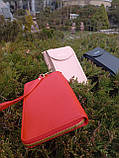 Червоний - жіночий гаманець - сумка-клатч для телефону, грошей та банківських карток, з довгим ремінцем, фото 5