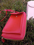 Червоний - жіночий гаманець - сумка-клатч для телефону, грошей та банківських карток, з довгим ремінцем, фото 4