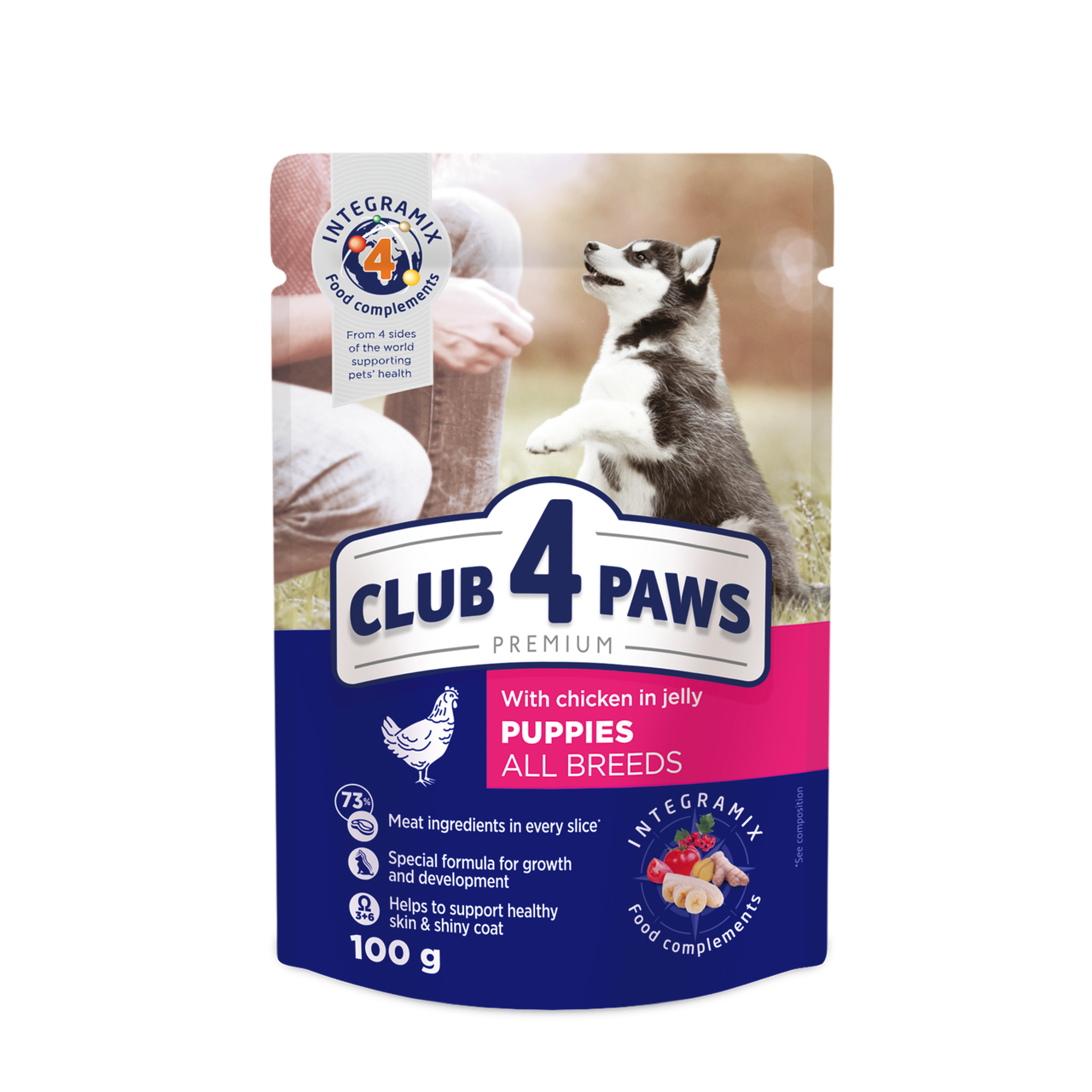 Club 4 Paws Premium Клуб 4 лапи вологий корм для цуценят усіх порід, курка в желе0.1КГх24ШТ