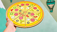 Деревянная логическая игра-пазл "Пицца" 290х290 мм. Деревянные рамки вкладыша. Пазлы для самых маленьких