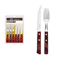 Набір ніж + виделка для барбекю з 12 предметів Tramontina Polywood (21199/711)