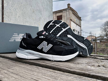 Чоловічі кросівки New Balance 990v3 Black White чорні з білим, фото 1