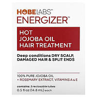 Hobe Labs, Energizer, лечение волос горячим маслом жожоба, 3 тюбика с повторно закрывающейся крышкой, 14,8 мл