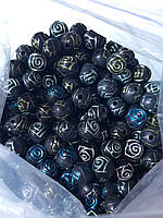 Бусины пластик "Роза" черный микс 7 мм 500 грамм