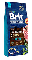 Сухой корм Брит Brit Premium Sensitive Lamb с ягненком для взрослых собак с чувствительным пищеварением,15 кг