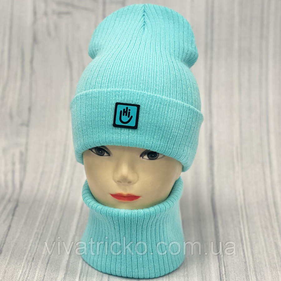 М 90015. Комплект для дівчинки, підлітка: шапка подвійна  і  хомут, розмір вільний, різні кольори 4-20 років, фото 1