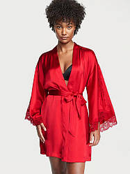 Шовковий Халат Victoria's Secret Luxe Satin, Червоний з мереживом