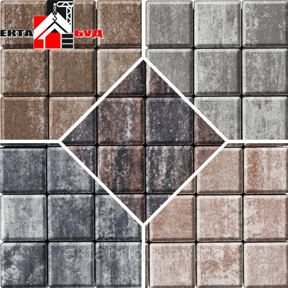 Тротуарна плитка БРУКІВКА 100х100 60мм Колор-Мікс