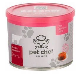 Вологий корм для дорослих кішок Pet Chef паштет 185 г з яловичиною
