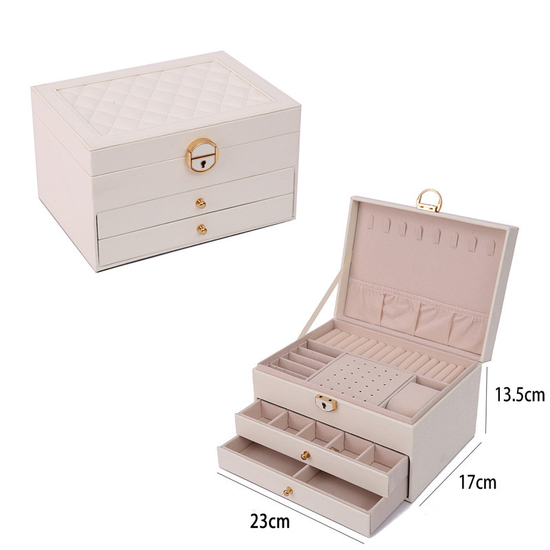 Скринька для прикрас на замку велика трирівнева 23×17.5×9 Біла 8753, фото 1