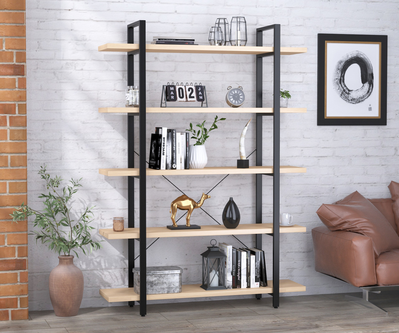 Офісний стелаж IdealMebel Сінгл-5-1350, стелаж для книг, документів, стелаж для дому, полиці для речей, фото 1