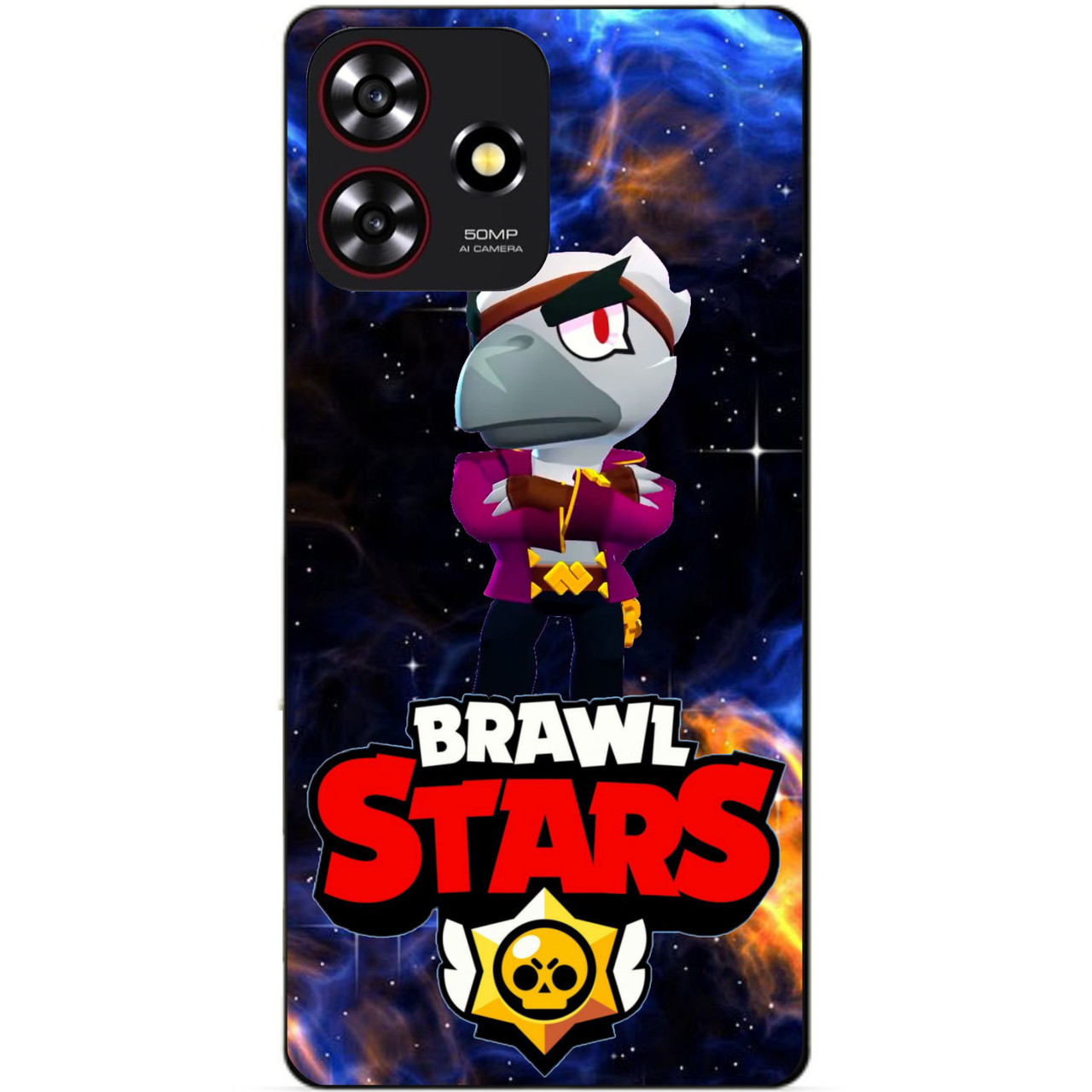 Силіконовий бампер чохол для ZTE Blade A73 з Героим Космічний Бравл Білий Ворон