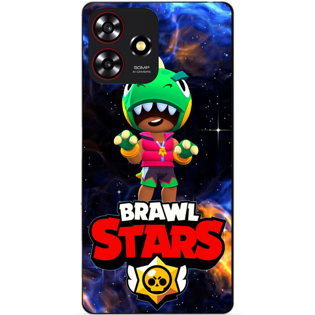 Силіконовий бампер чохол для ZTE Blade A73 з Героєм Космічний Бравл Леон Динозавр