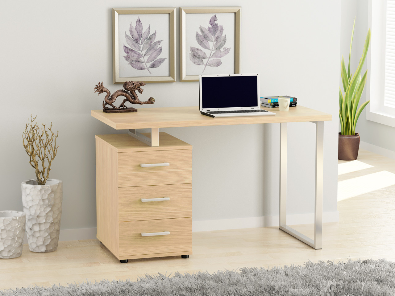 Стіл IdealMebel L-27, письмовий стіл loft з ящиками, комп'ютерний стіл loft, стіл в офіс, будинок, фото 1