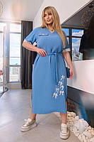 Літня жіноча сукня оверсайз з розрізами по боках та принтом бантики з 50 по 64 розмір, фото 7