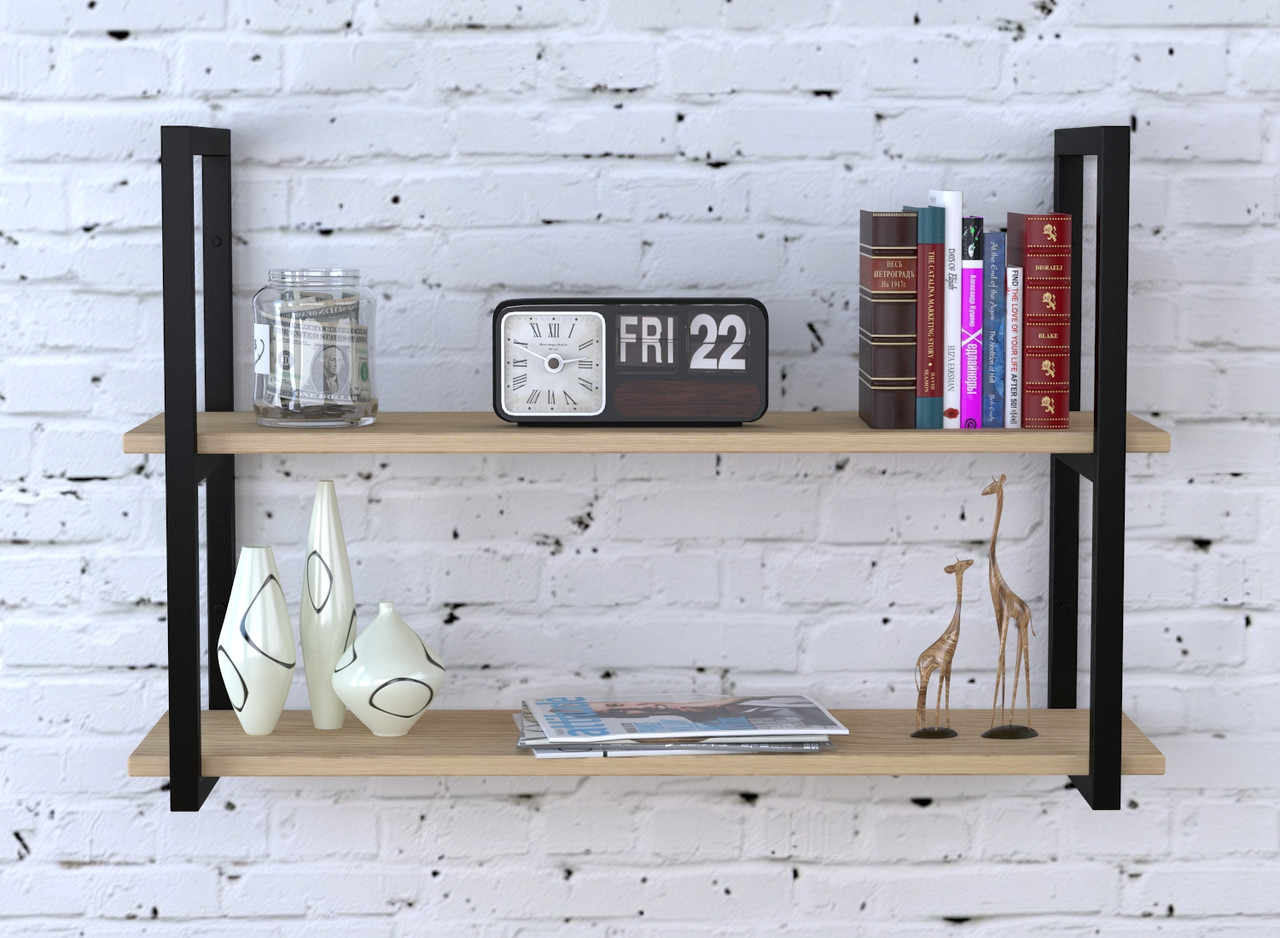 Настінна полиця IdealMebel PL2-92-16, навісна полиця, книжкова полиця loft, декоративна полиця в кімнату, будинок., фото 1