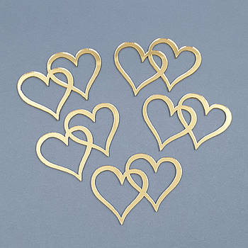 Набір акрилових топерів Сердечка здвоєні (золото) — 5 шт