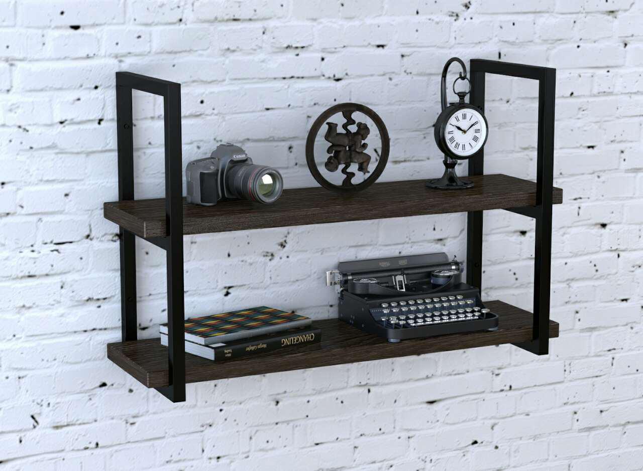 Настінна полиця IdealMebel PL2-92-32, навісна полиця, книжкова полиця loft, декоративна полиця в кімнату, будинок., фото 1