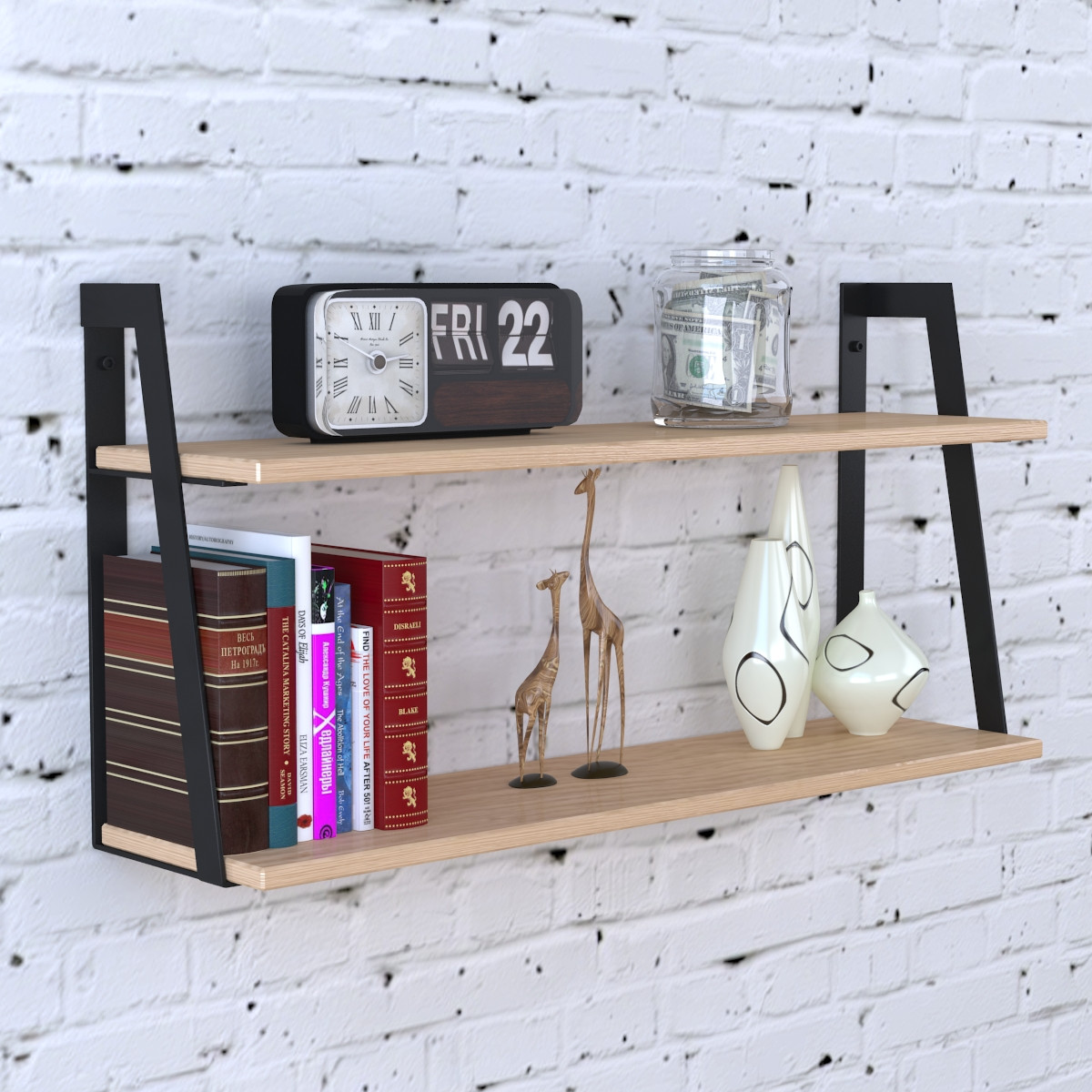 Настінна полиця IdealMebel PL5-68-16, навісна полиця, книжкова полиця loft, декоративна полиця в кімнату, будинок., фото 1