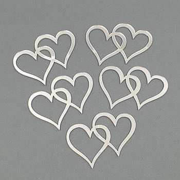 Набір акрилових топерів Сердечка здвоєні (срібло) — 5 шт