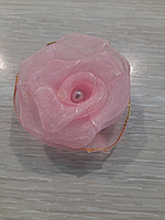 Головка розы из ткани, цвет розовый, 5 см