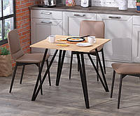 Обеденный стол IdealMebel Лима 80-80 с прямыми углами, стол в гостиную, кухню Дуб Борас светлый
